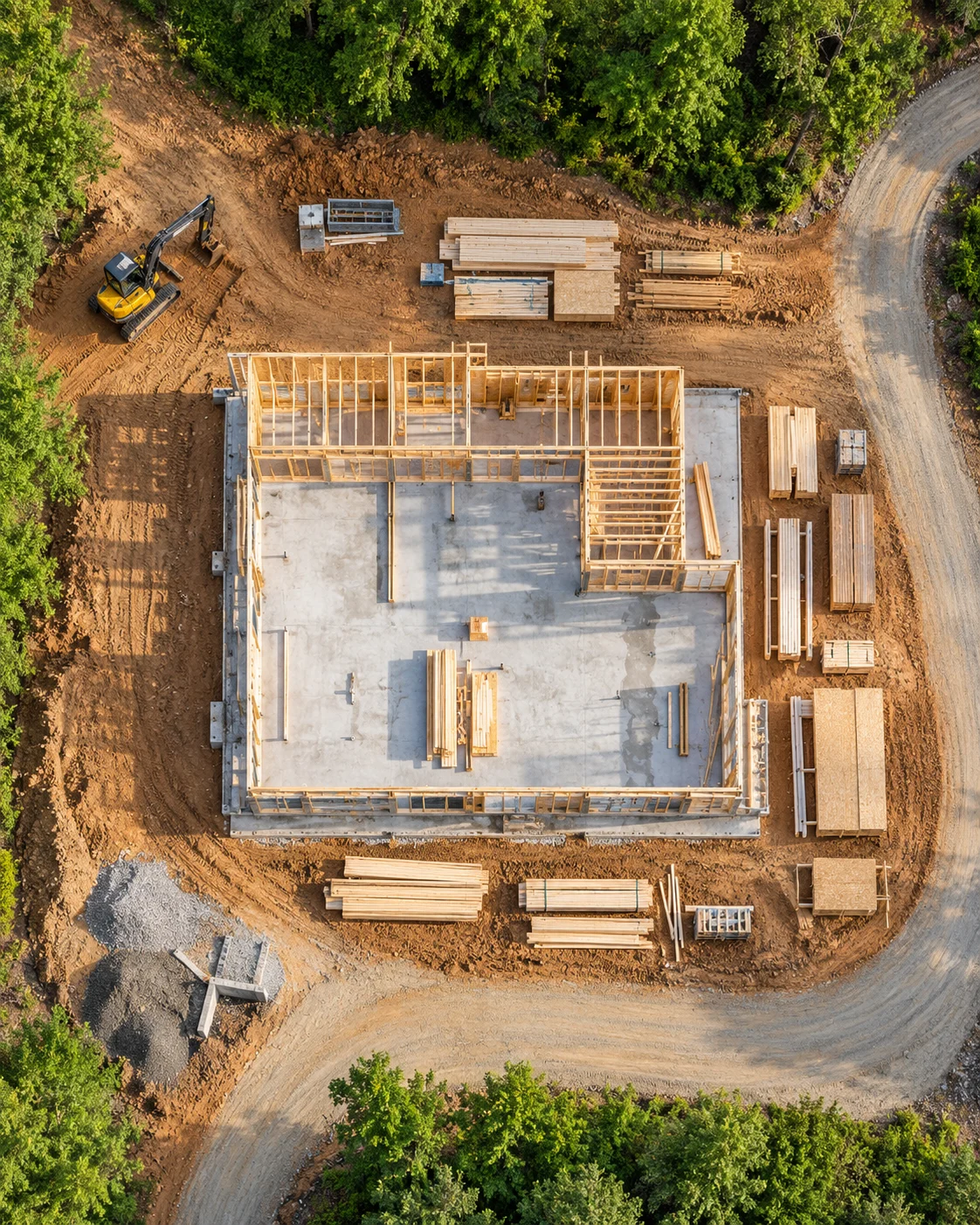 Illustrative overhead view of a construction site
